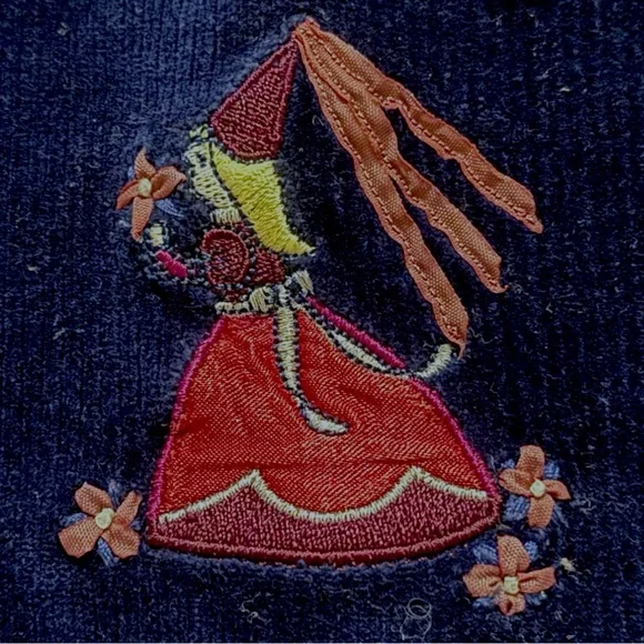 Vintage Talbots Kids Navy Velvet Embroidered Dress 6M Holiday - Picture 3 of 6